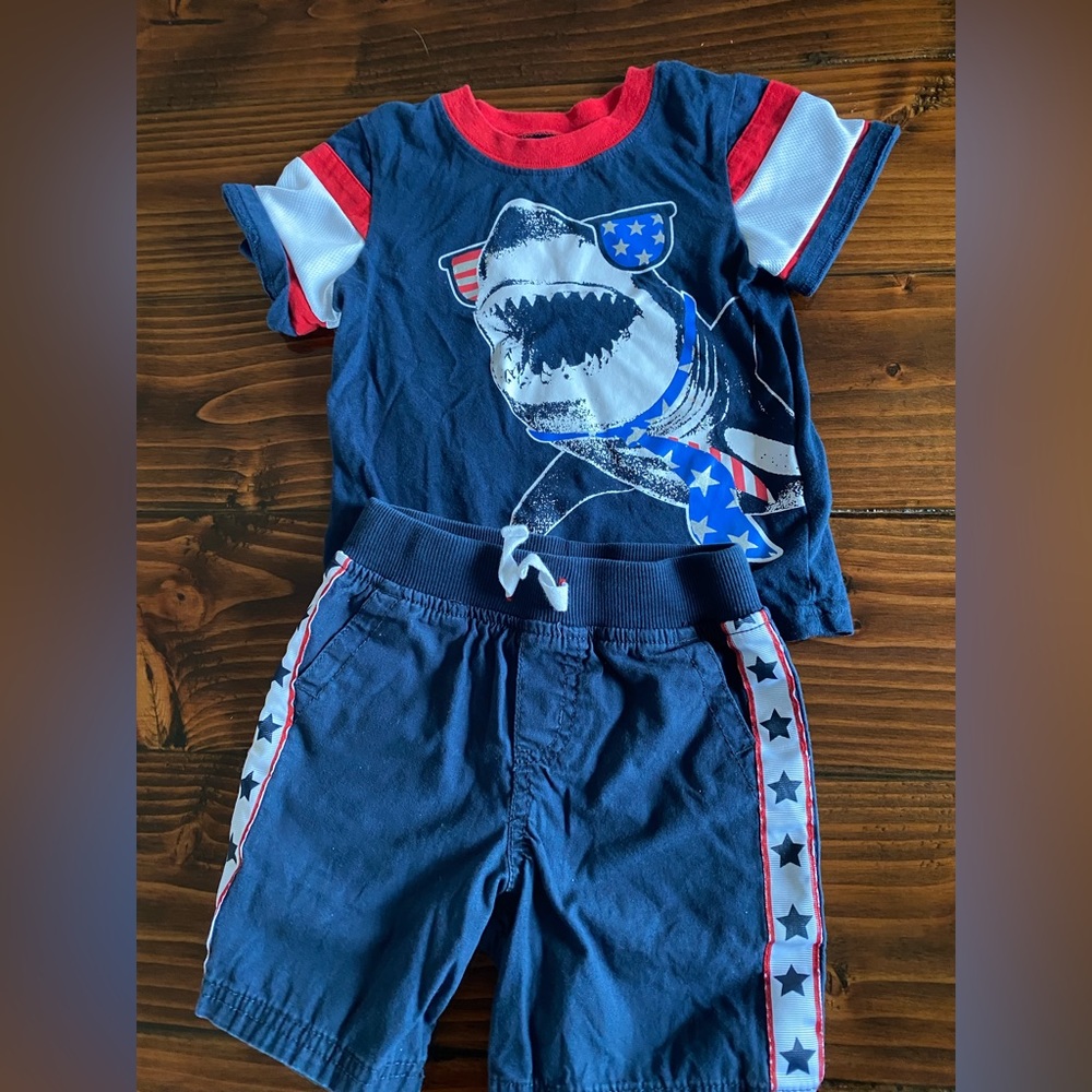 🦈 🇺🇸 Toddler Patriotic Shark Outfit